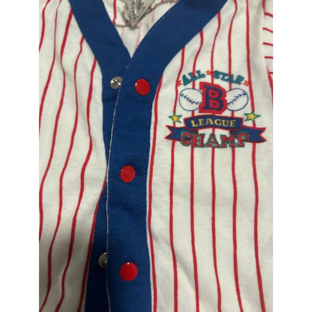 Vintage Buildwise Baby Baseball Uniform Set 3-6 Months Pinstripe 4pc Outfit Hat